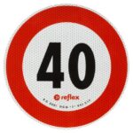 Autocolant reflectorizant fi200 mm,limita viteza 40 km/h,Reflex-Italia