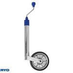 Roată de sprijin  Ø48 mm Jantă metalică. Roată din cauciuc solid 200×50 mm. Sarcină suportată 150 Kg